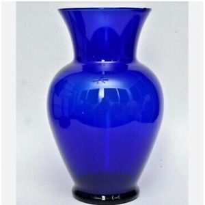 LARGE VINTAGE DEEP COBALT BLUE GLASS VASE 10.5"